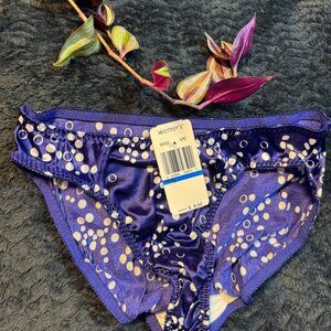 VINTAGE NWT 7 L WARNERS Y2K 90s SECOND SKIN POLKA DOT BIKINI SATIN NYLON PANTIES